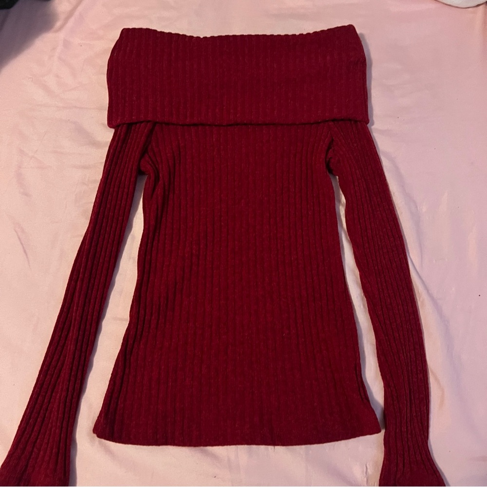 Red Off The Shoulder Long Sleeve